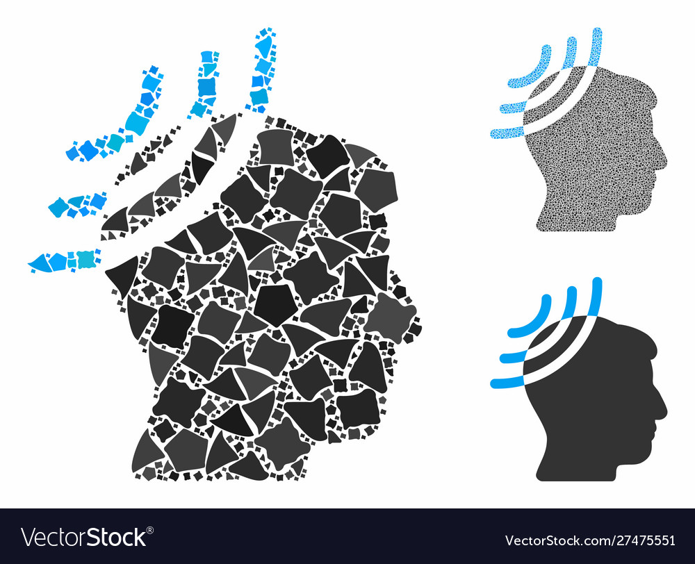 Radio reception head composition icon irregular vector image Radio reception head composition icon irregular