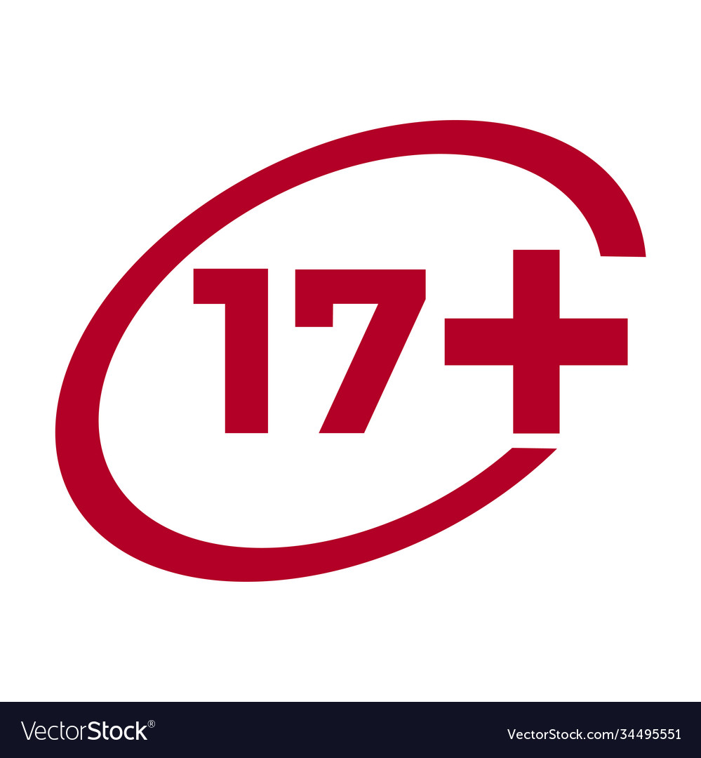 Red drop icon circle with age limit 17 seventeen