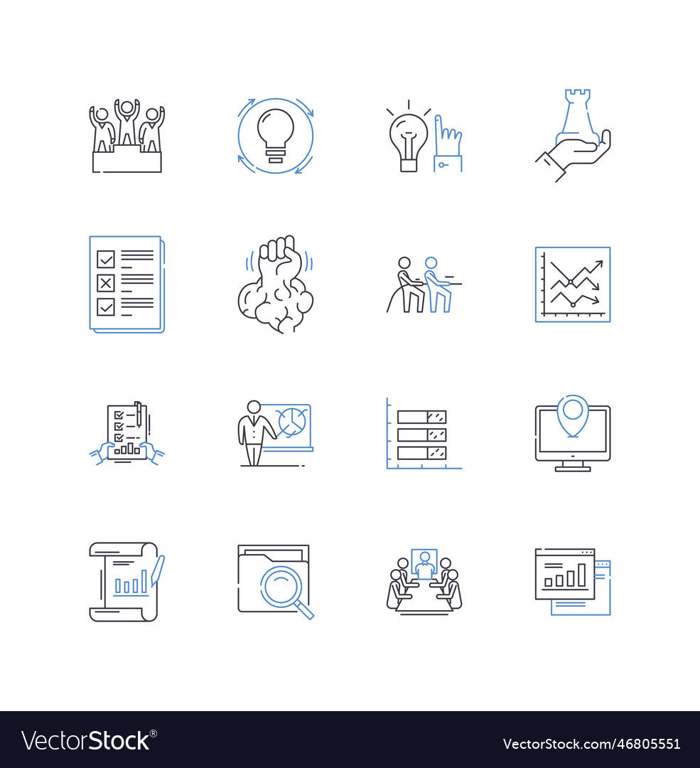 Risk development line icons collection