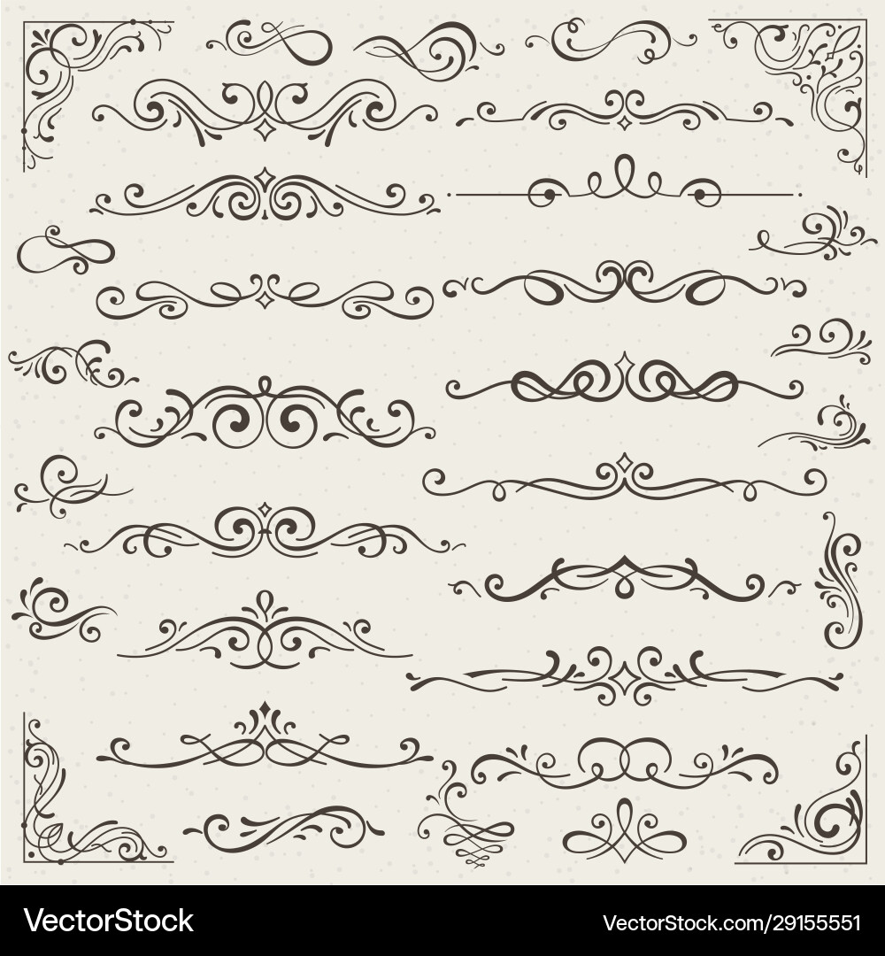 Set calligraphic design elements Royalty Free Vector Image