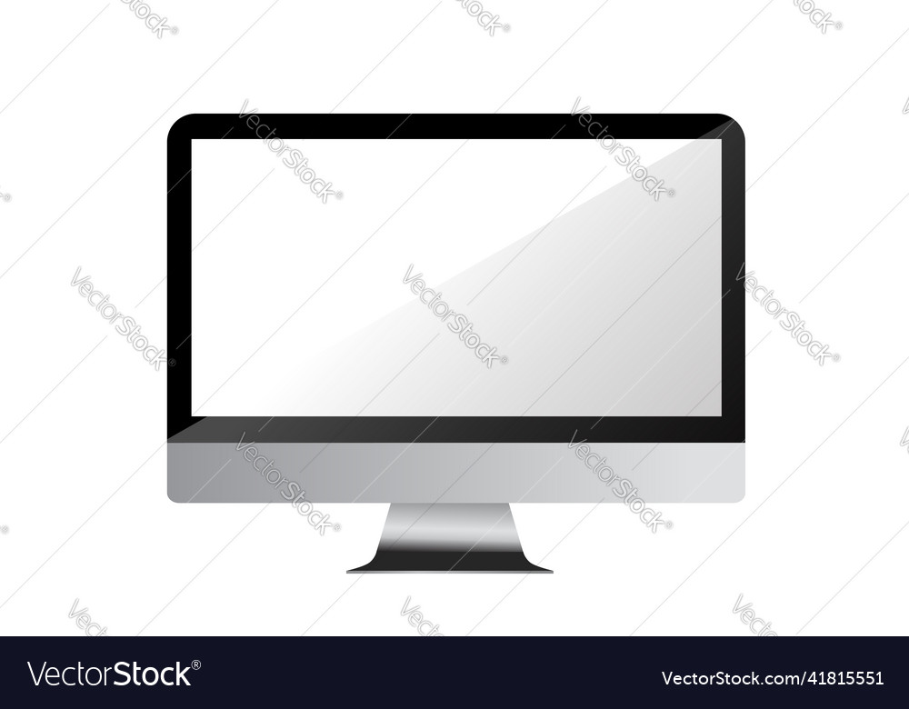 Simple computer monitor isolated on white vector image Simple computer monitor isolated on white