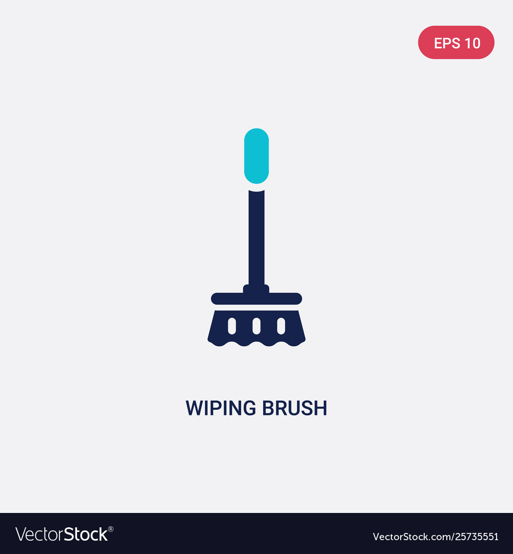 Two color wiping brush icon from cleaning concept