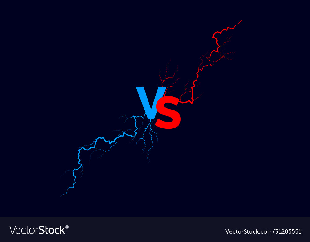 Vs Text With Red And Blue Lightning Versus Battle Vector Image