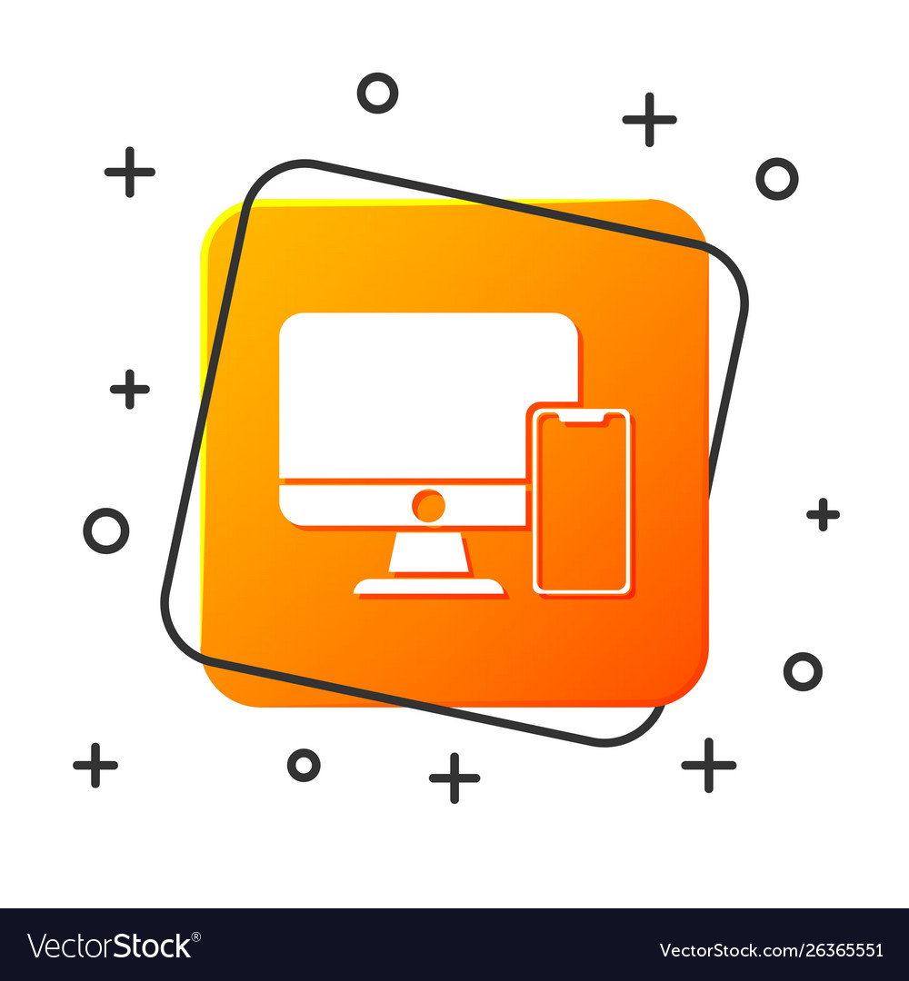 White computer monitor and mobile phone icon