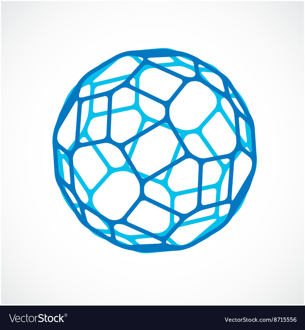 3d low poly blue spherical object perspective orb Vector Image