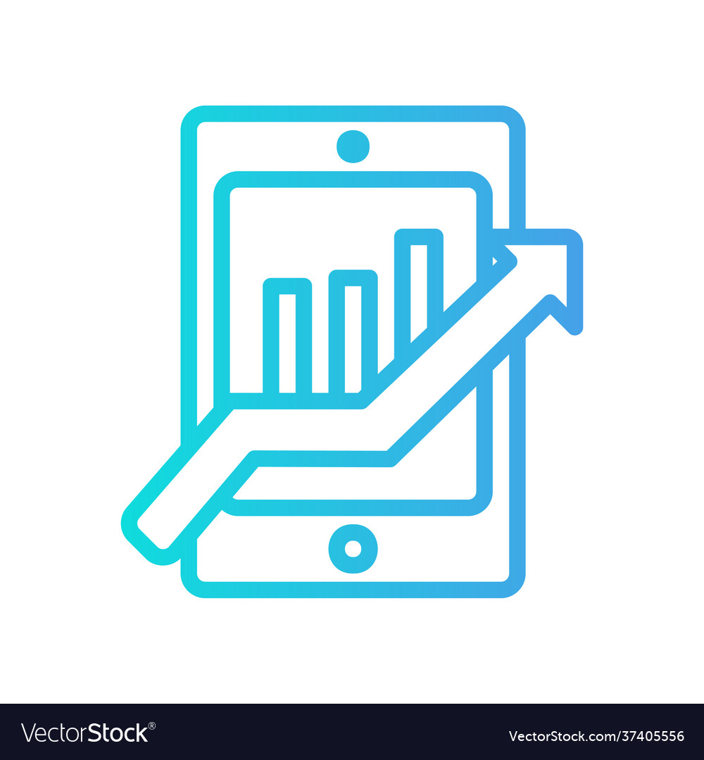 Chart tablet icon in gradient style about vector image Chart tablet icon in gradient style about