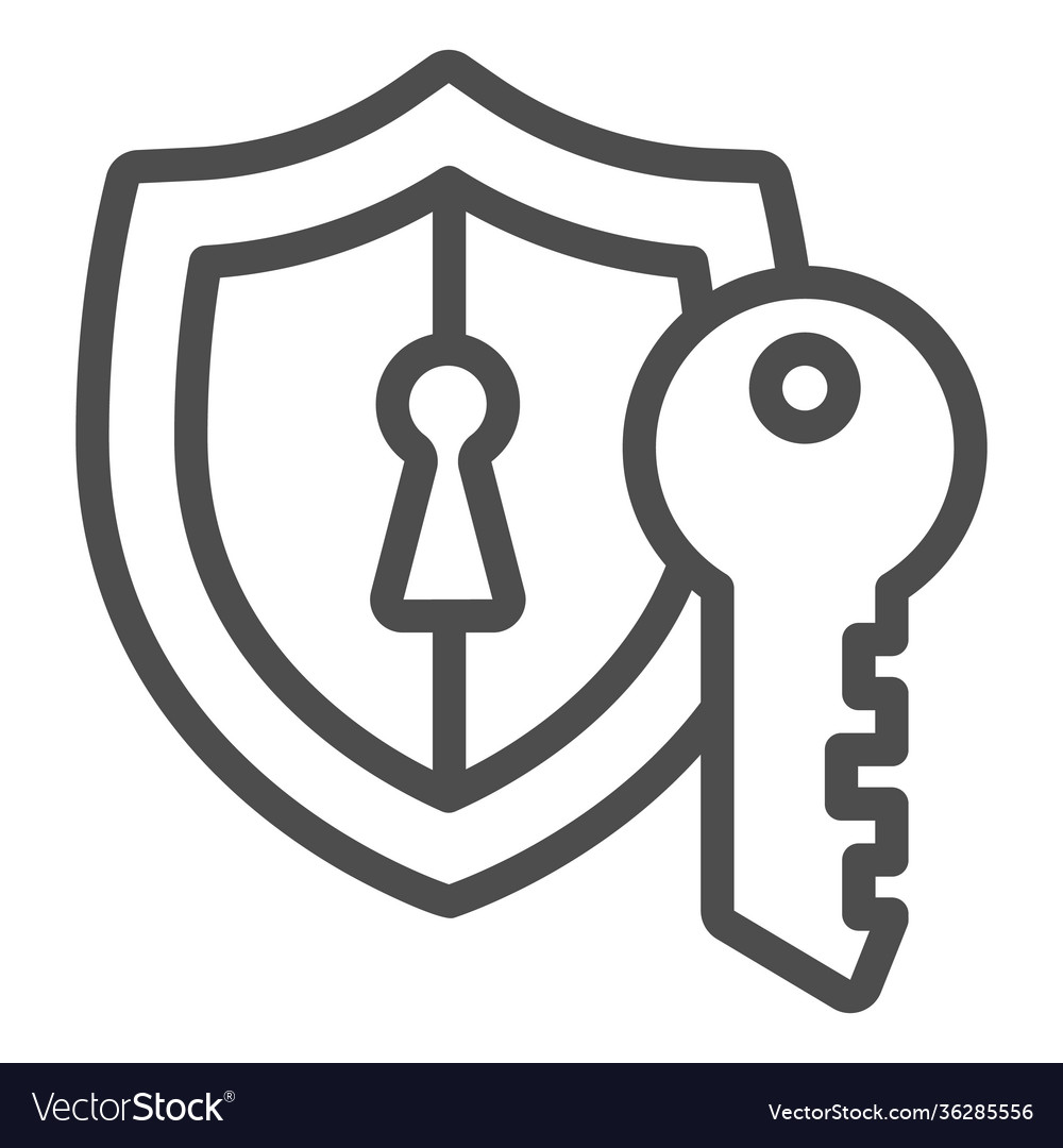 Emblem with keyhole and key line icon web vector image Emblem with keyhole and key line icon web