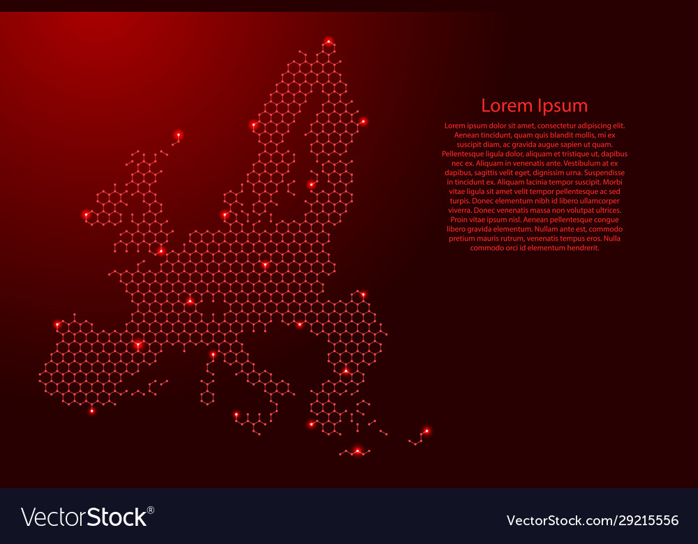 European union map from futuristic hexagonal vector image European union map from futuristic hexagonal