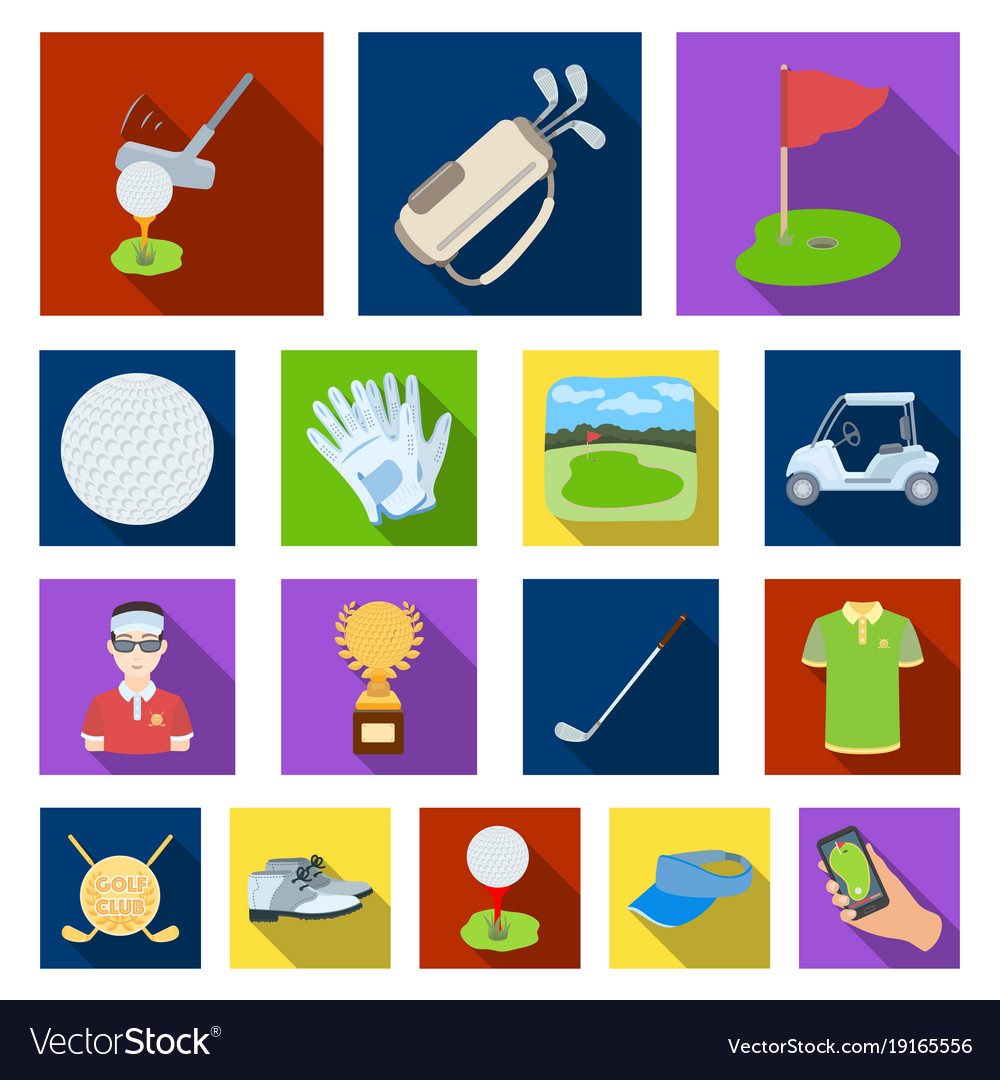 Golf und Attribute flache Symbole in Set-Sammlung