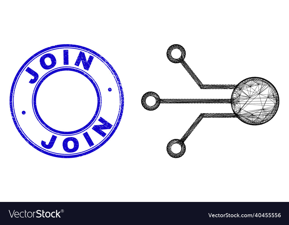 Grunge join seal and hatched irregular mesh sensor vector image Grunge join seal and hatched irregular mesh sensor