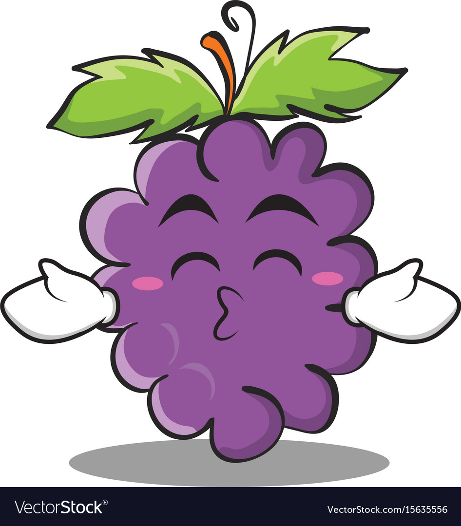 Kissing closed eyes grape character cartoon