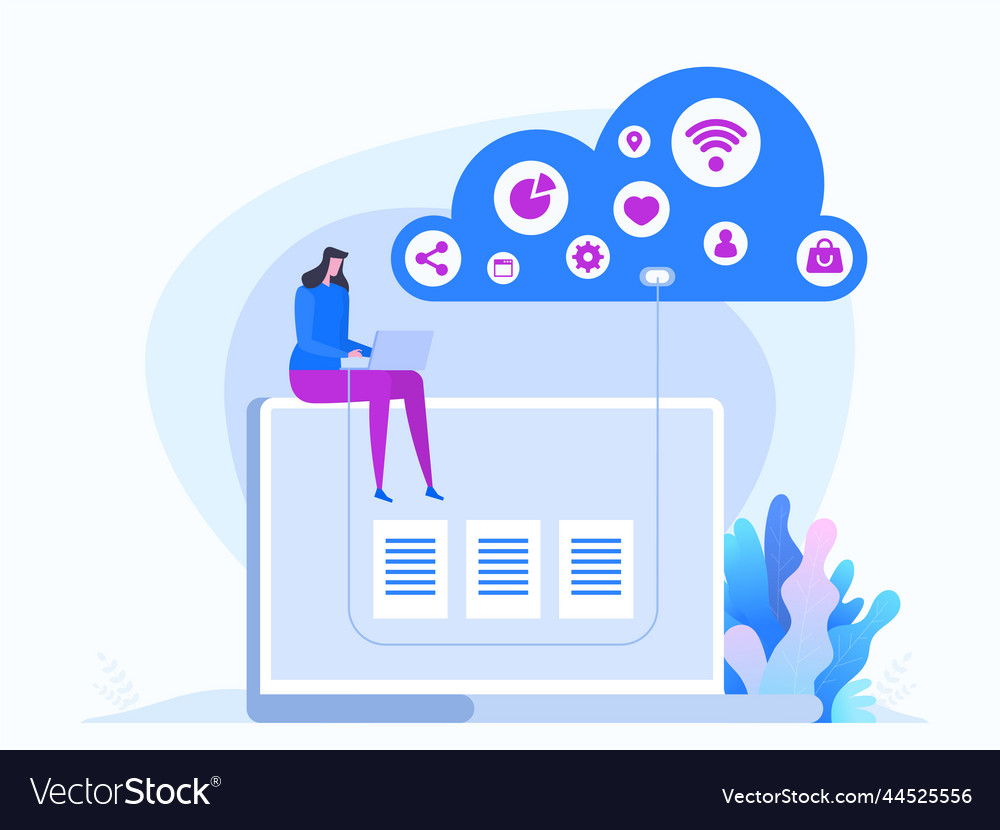 Modern flat design concept of cloud technology