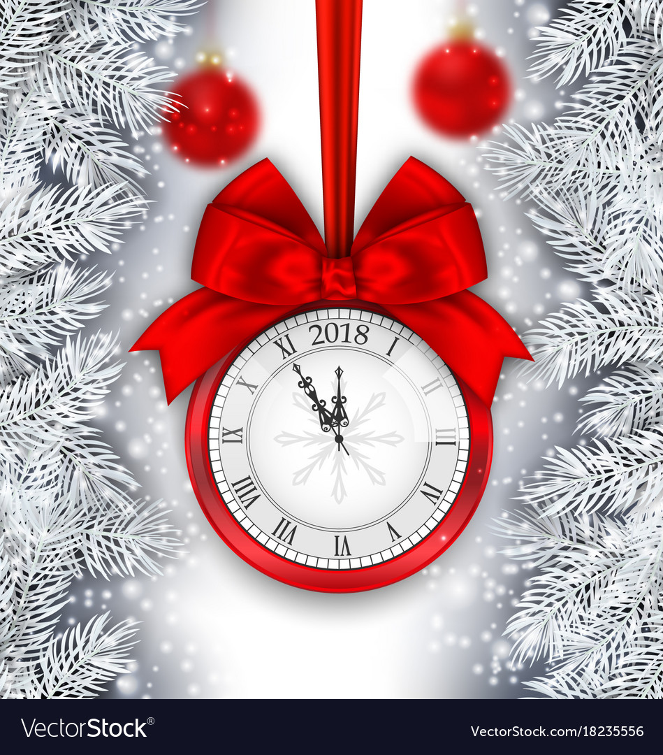 New year shimmering background with clock