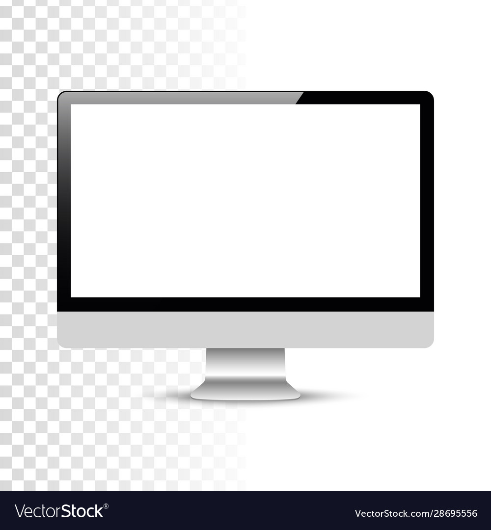 Realistic computer or pc monitor isolated