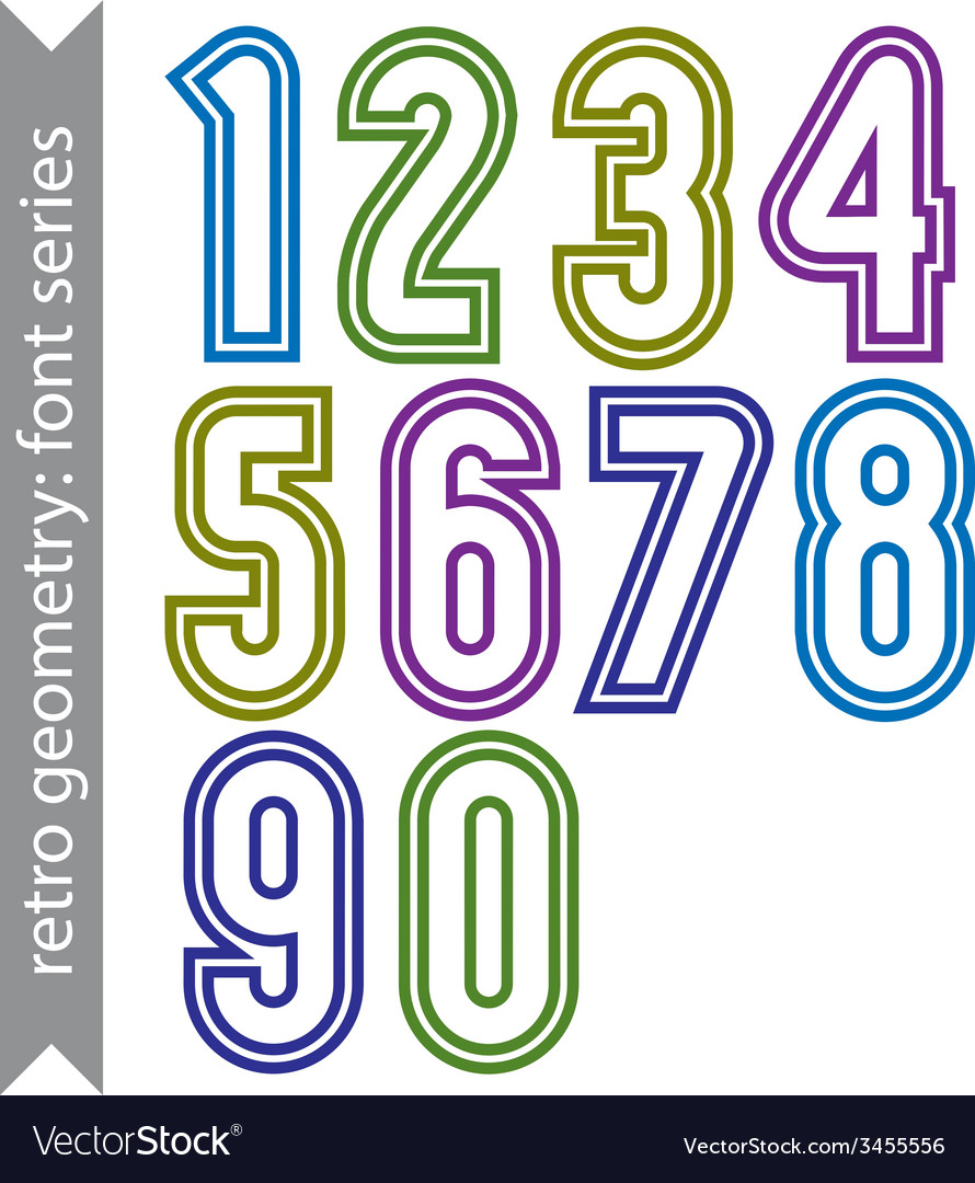 Sans serif geometric numbers colored smooth tall