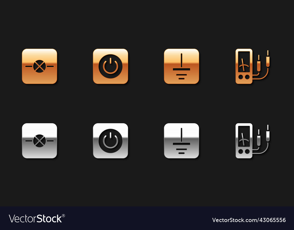 Set lamp in electronic circuit power button vector image Set lamp in electronic circuit power button