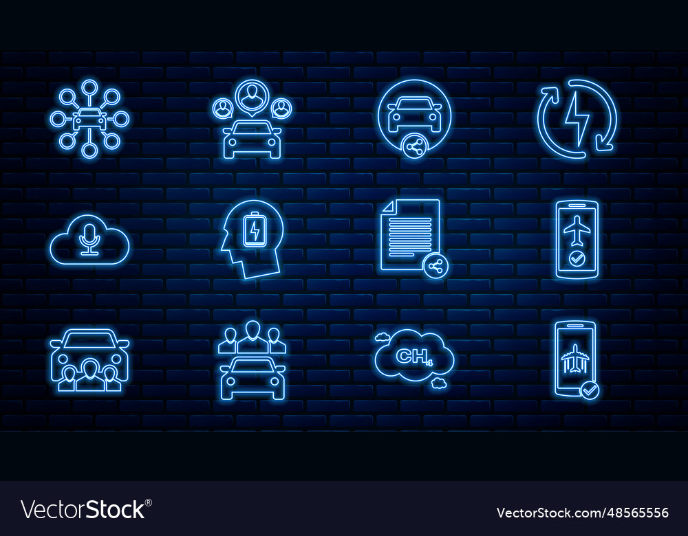 Set line flight mode in the mobile car sharing vector image Set line flight mode in the mobile car sharing