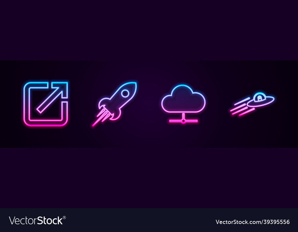 Set line open in new window rocket ship with fire vector image Set line open in new window rocket ship with fire