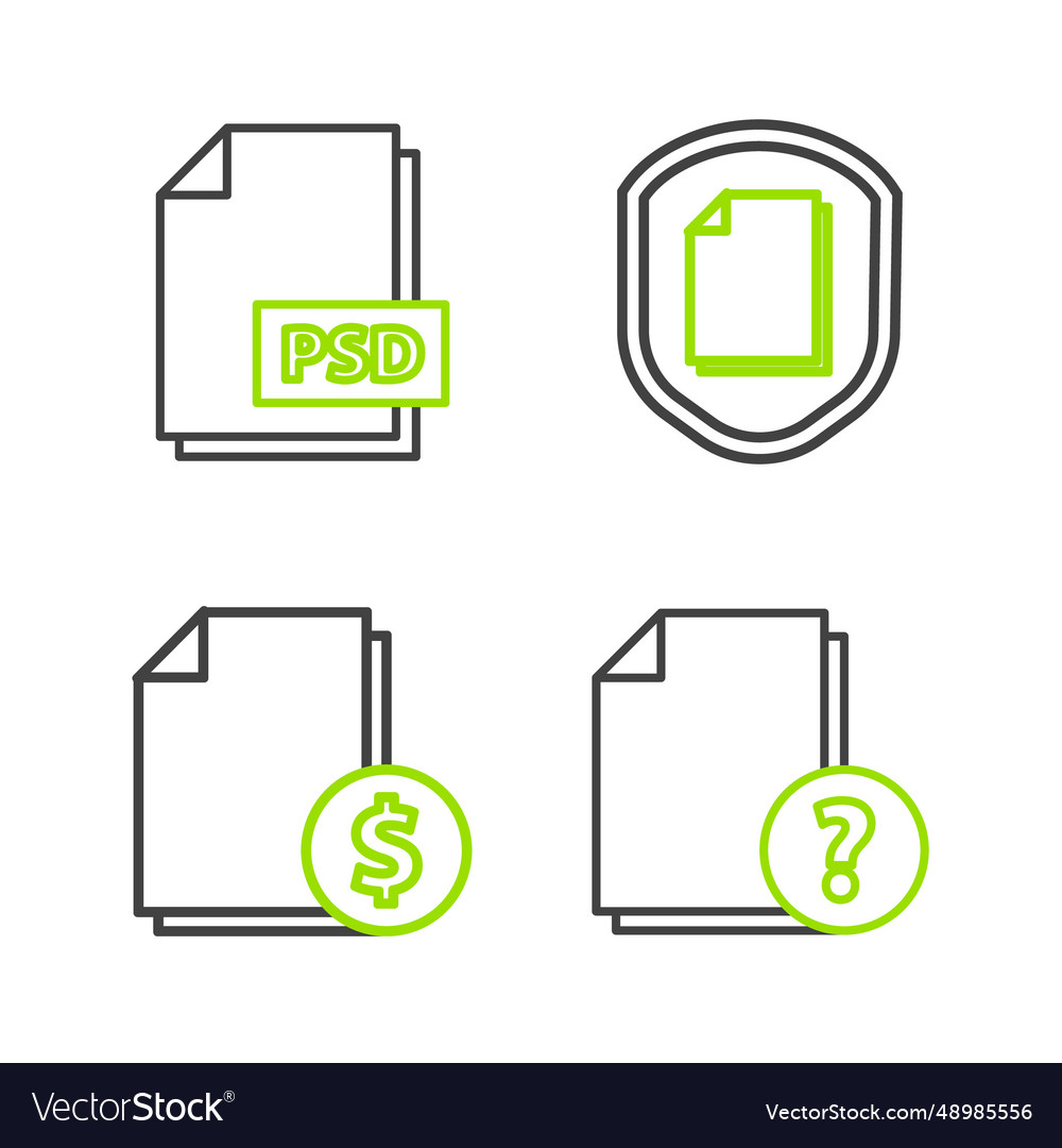 Set line unknown document finance vector image Set line unknown document finance
