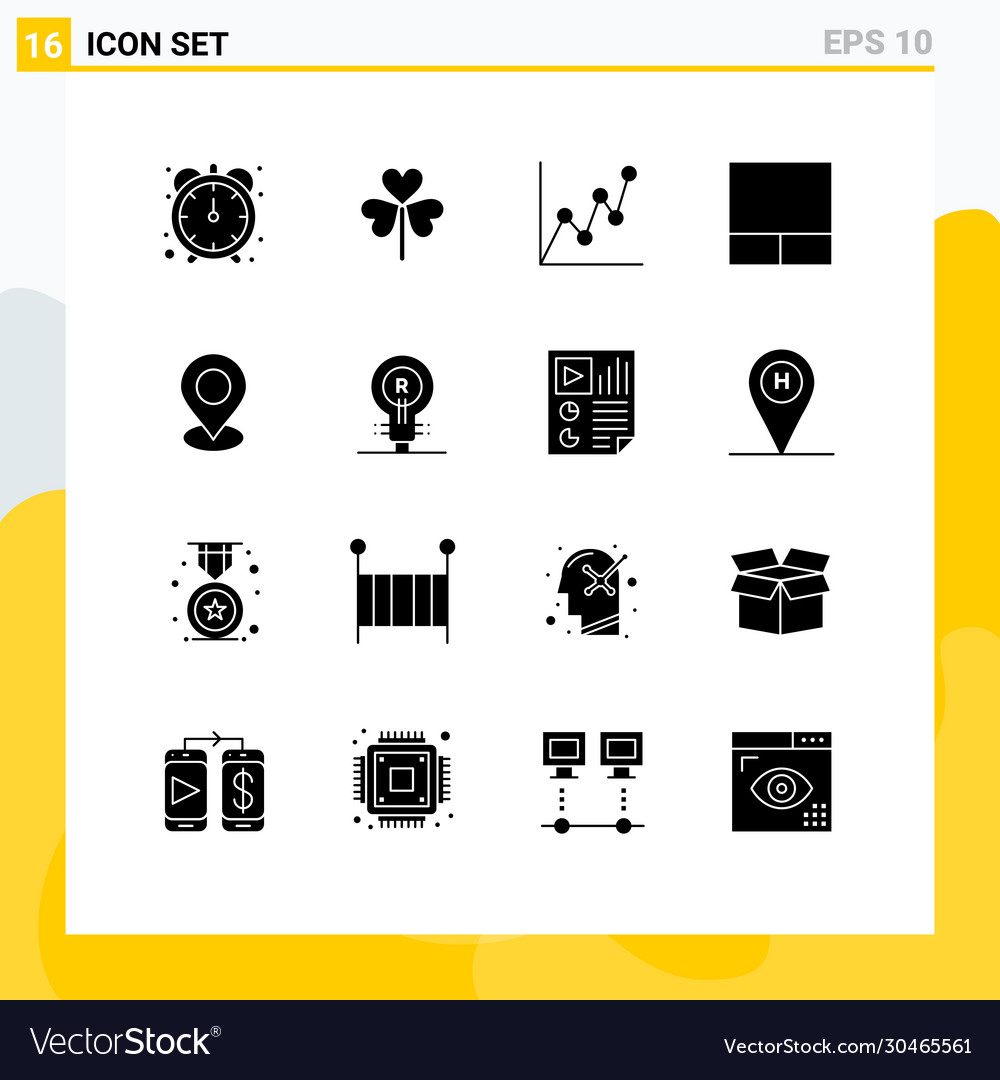 16 universal solid glyphs set for web and mobile