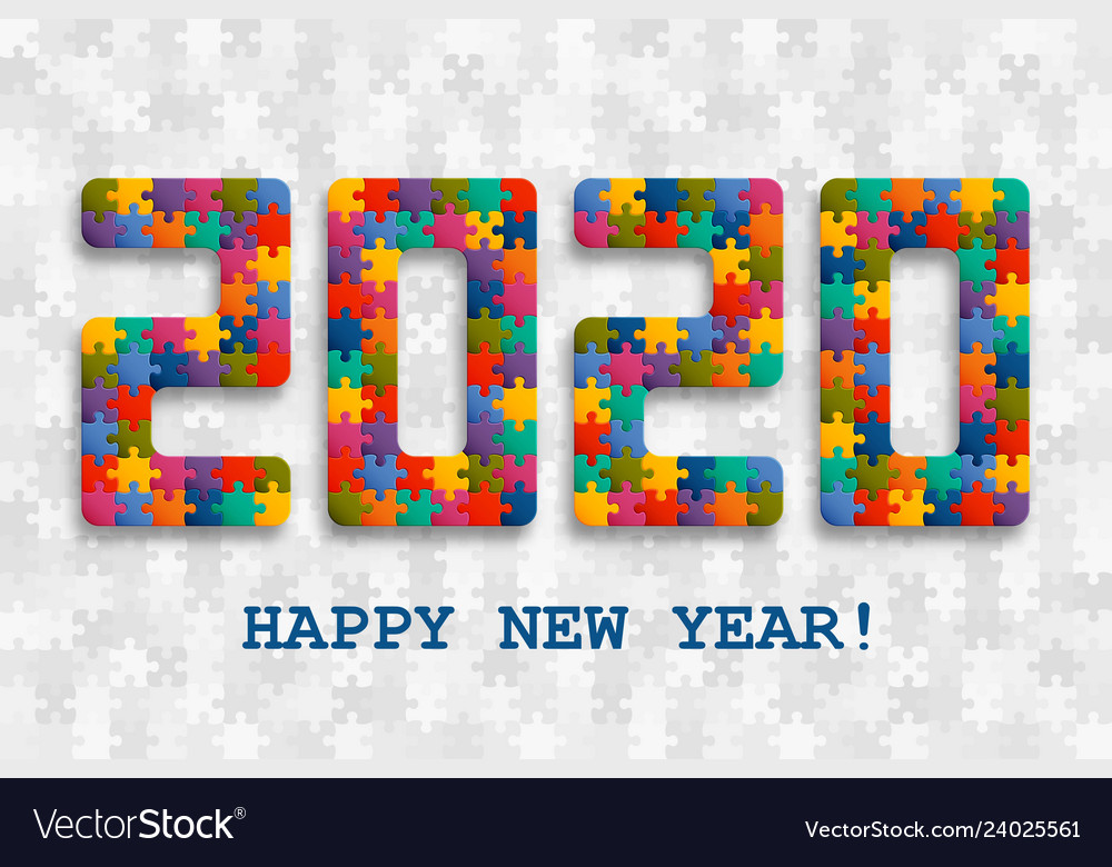 2020 jigsaw puzzle background with many colorful vector image 2020 jigsaw puzzle background with many colorful