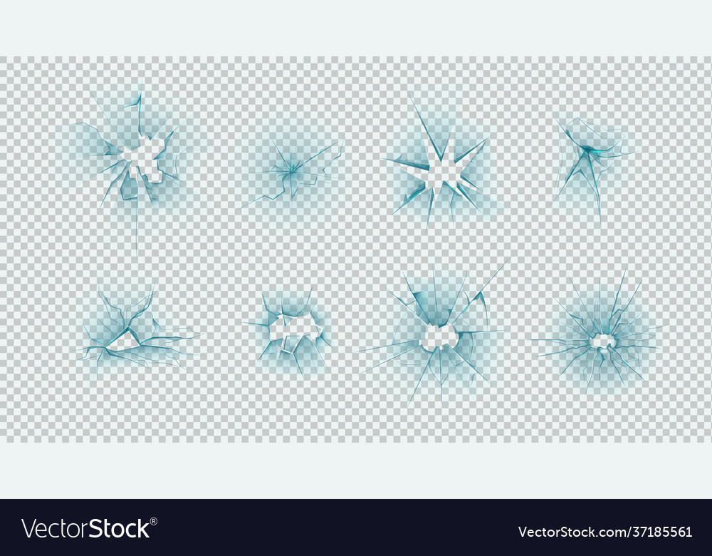 Broken different shape glass crack window front Vector Image