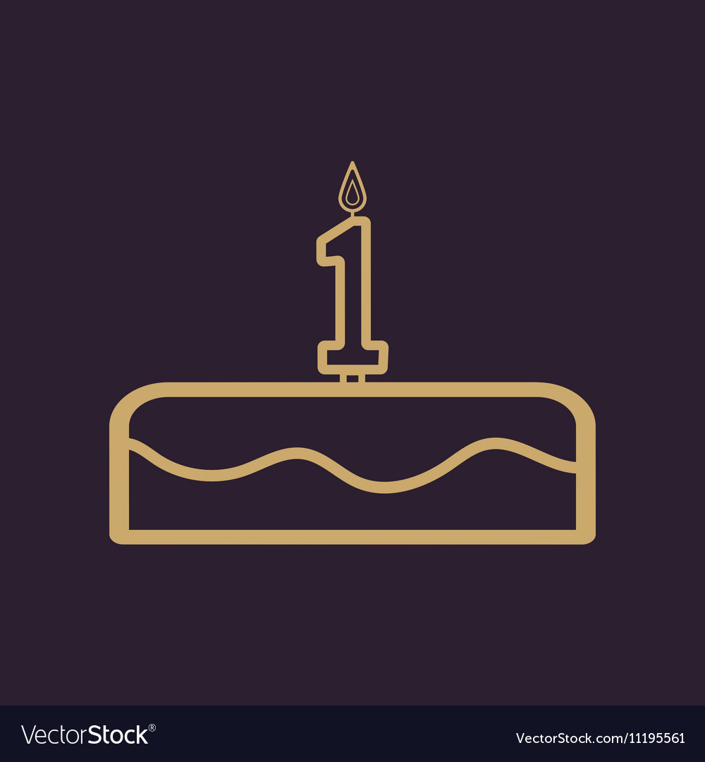 Cake with candles in the form of number 1 icon