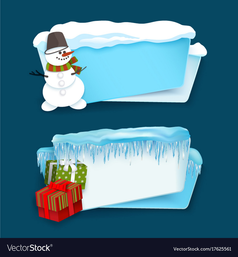 Cartoon realistic winter banner set Royalty Free Vector