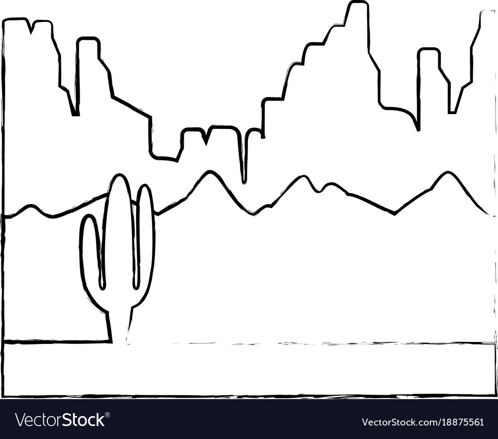 Desert landscape with cactus and mountains