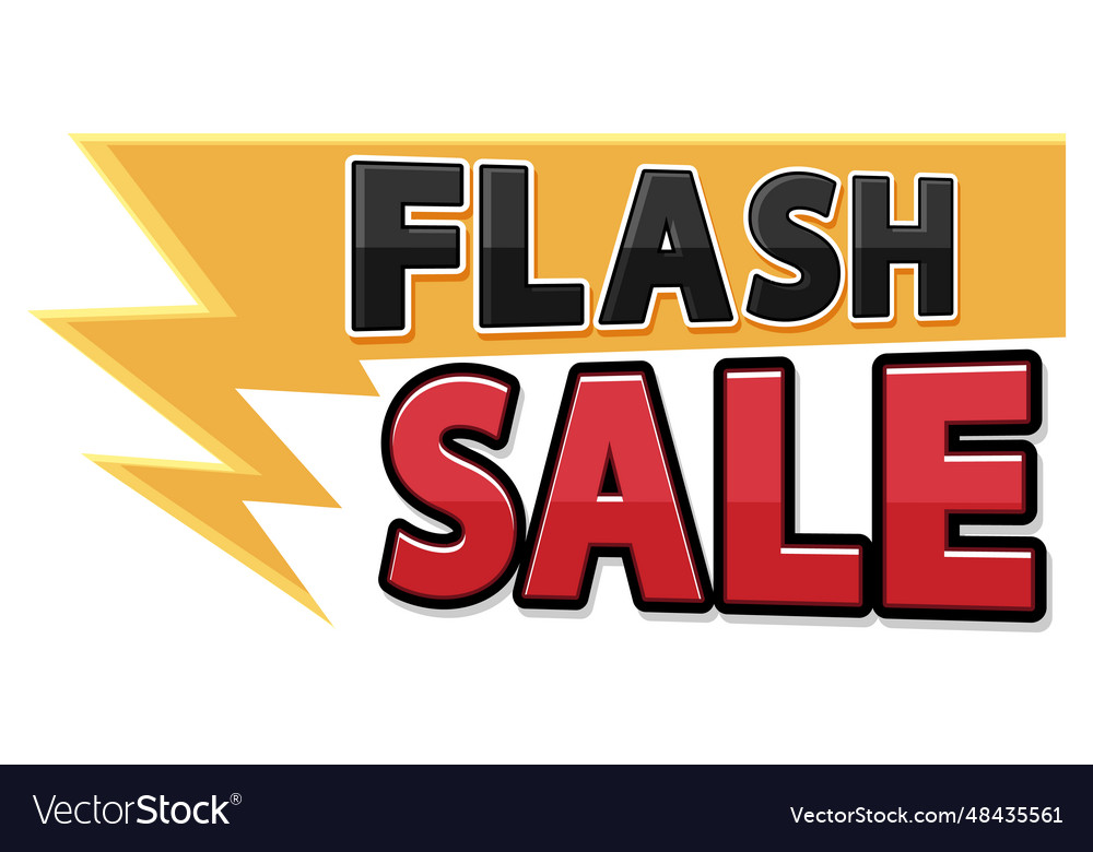 Flash sale icon banner with yellow lightning sign Vector Image