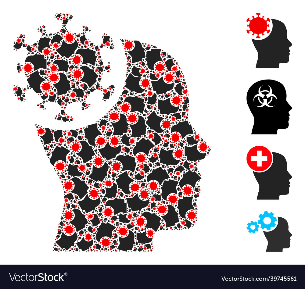 Head virus icon recursion mosaic vector image Head virus icon recursion mosaic