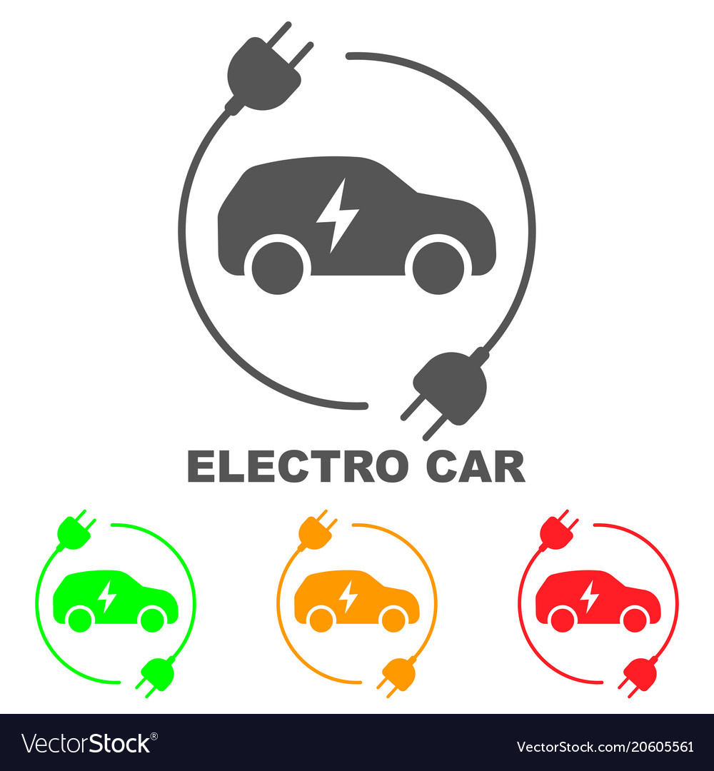 Icons electric cars side view Royalty Free Vector Image