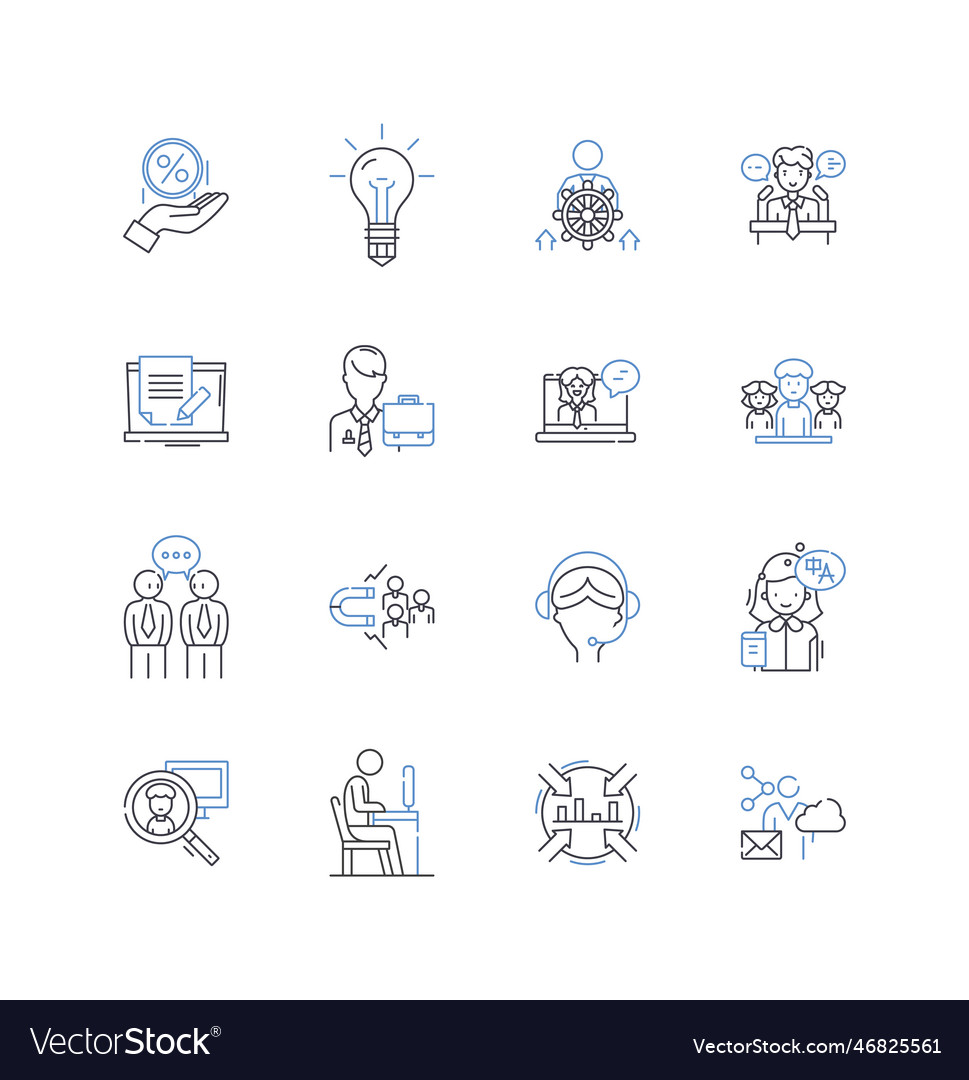 Livelihood job line icons collection employment Vector Image