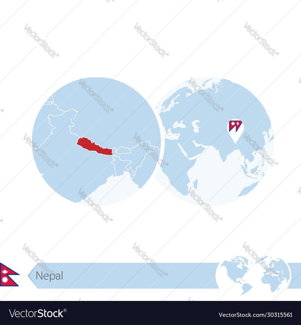 Nepal On World Globe With Flag And Regional Map Vector Image Nepal On World Globe With Flag And Regional Map Vector 30315561