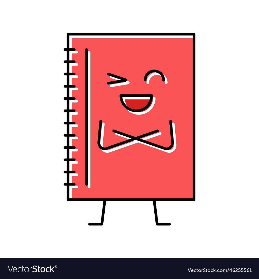 Notebook stationery character color icon vector image Notebook stationery character color icon