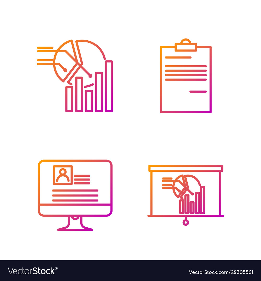 Set line board with graph chart computer monitor vector image Set line board with graph chart computer monitor