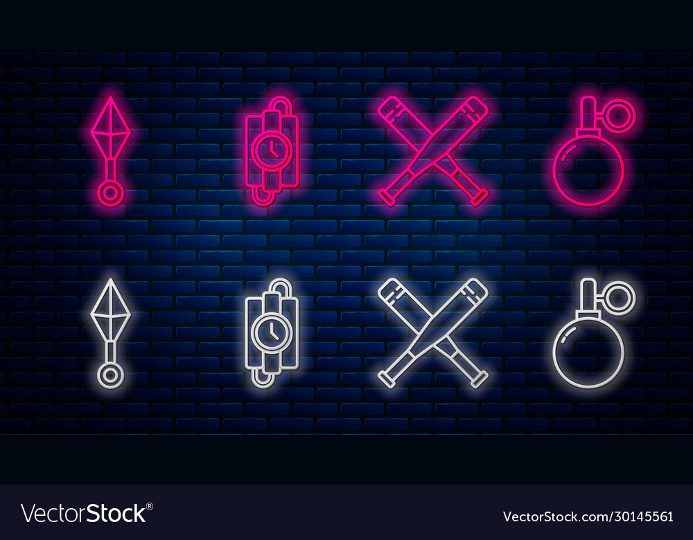 Set line dynamite stick and timer clock crossed vector image Set line dynamite stick and timer clock crossed