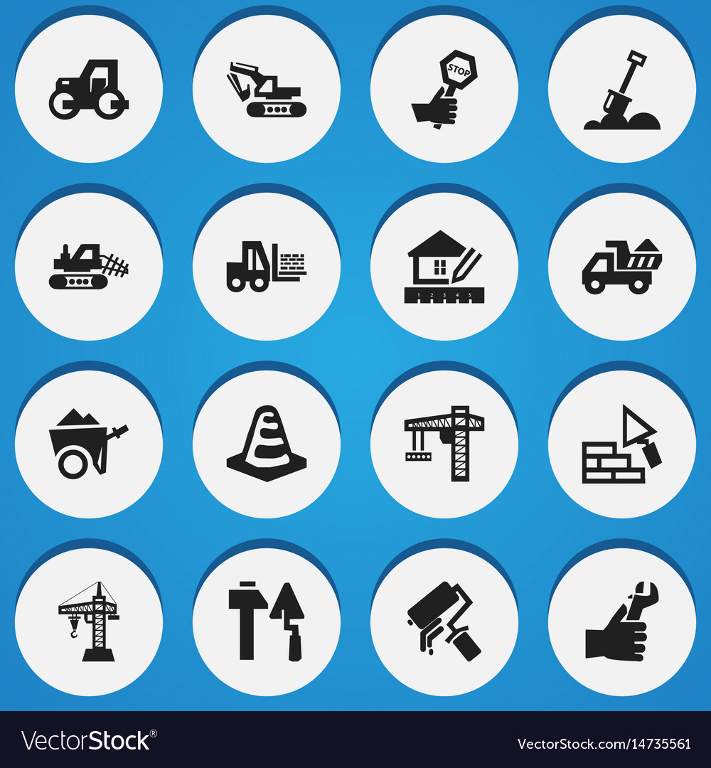 Set of 16 editable structure icons includes