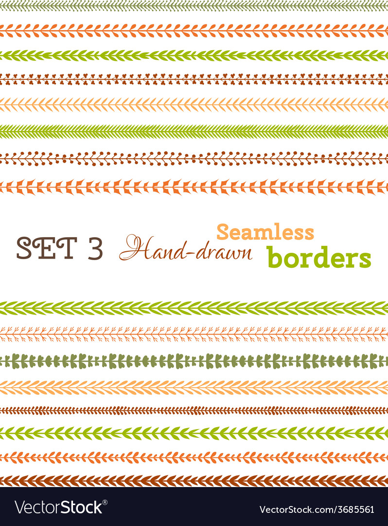 Set of colourful seamless borders