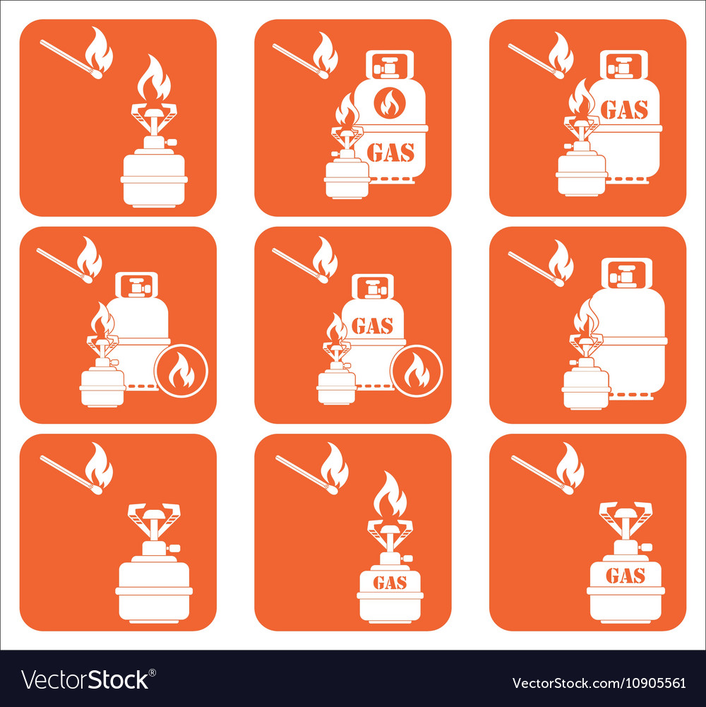 Set of tourism cooking equipment icons