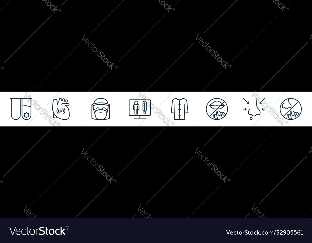Stop virus line icons linear set quality vector image Stop virus line icons linear set quality
