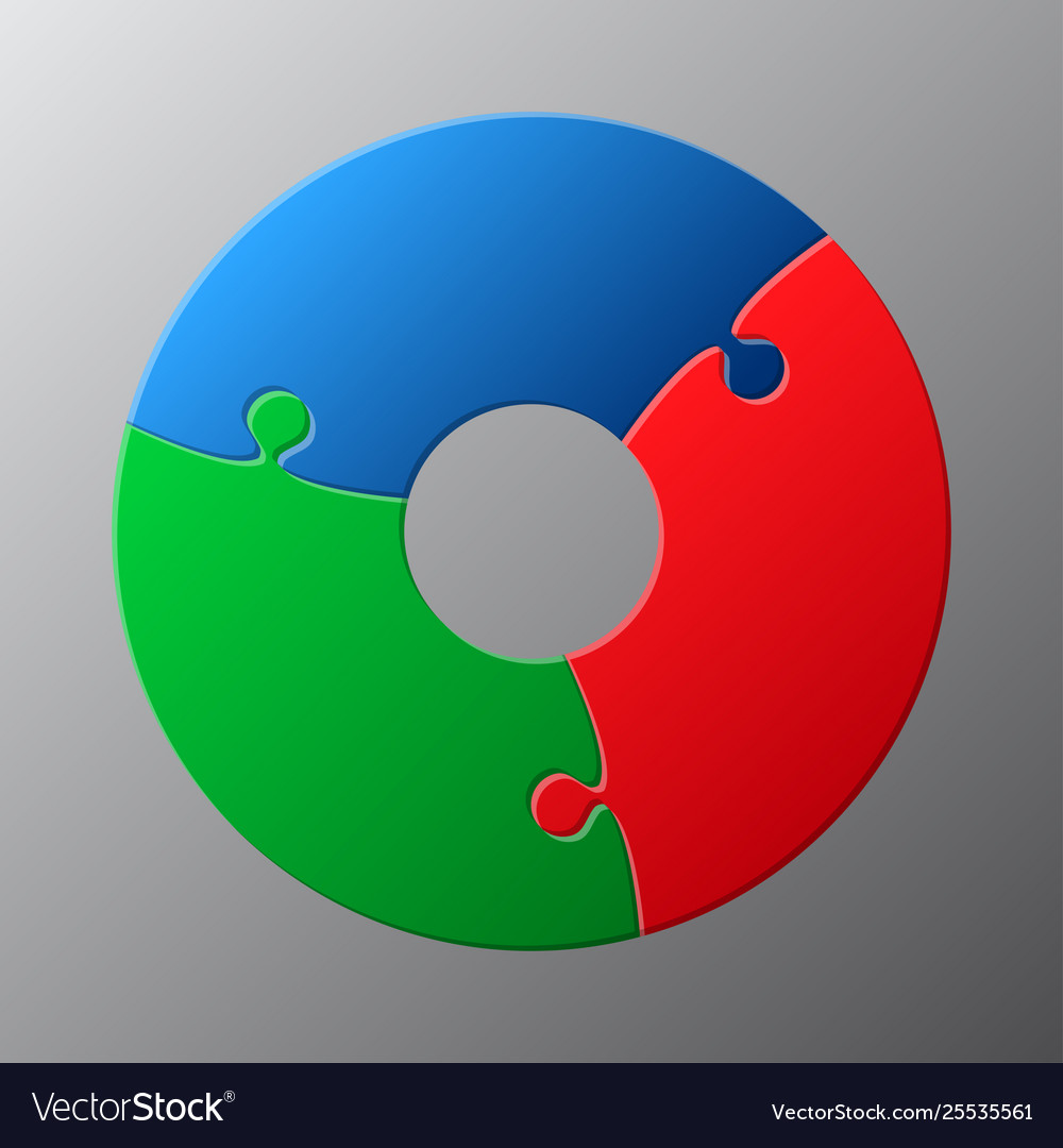 Three pieces jigsaw puzzle circles diagram graphic