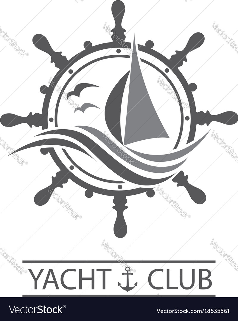 Yacht helm and waves icon Royalty Free Vector Image