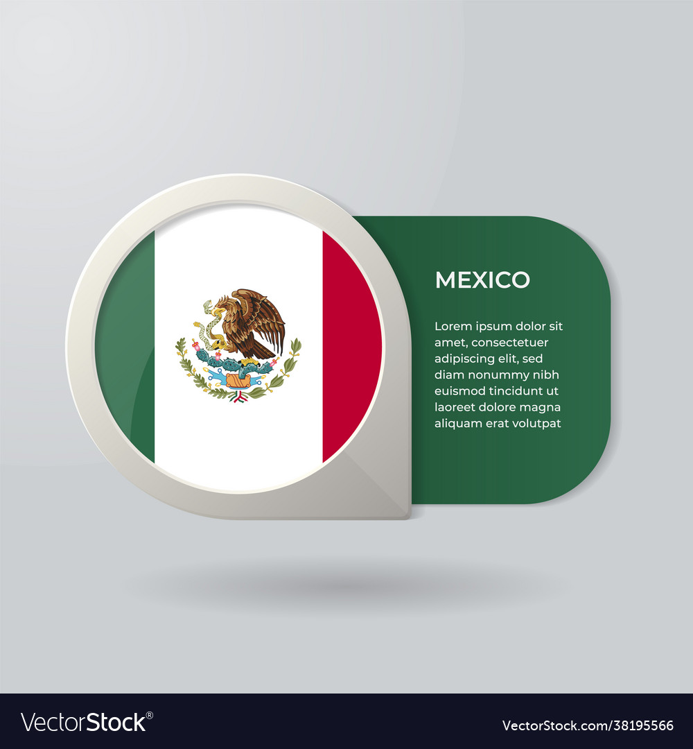 3d map pointer flag nation mexico vector image 3d map pointer flag nation mexico
