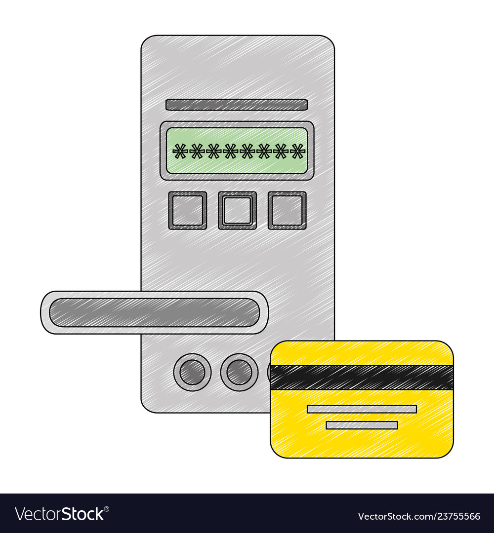 Access Digital Door Panel With Credit Card Vector Image