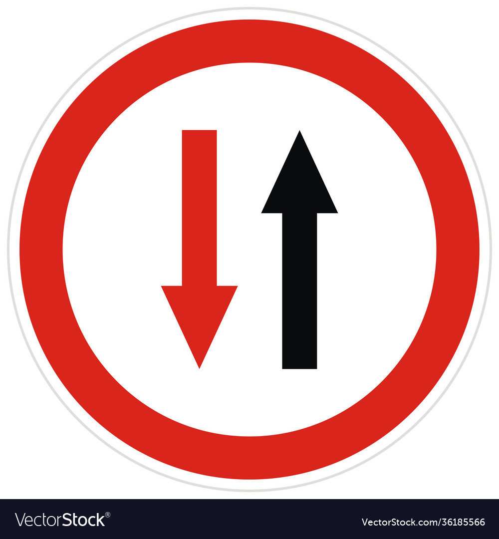 Arrow red circle road sign 2 Royalty Free Vector Image