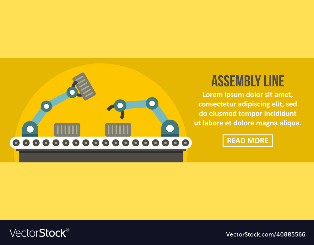 Assembly robot line banner horizontal concept