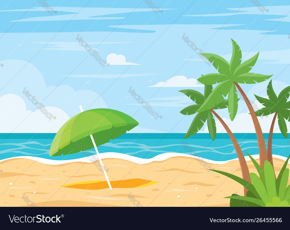 Beach background with umbrella Royalty Free Vector Image