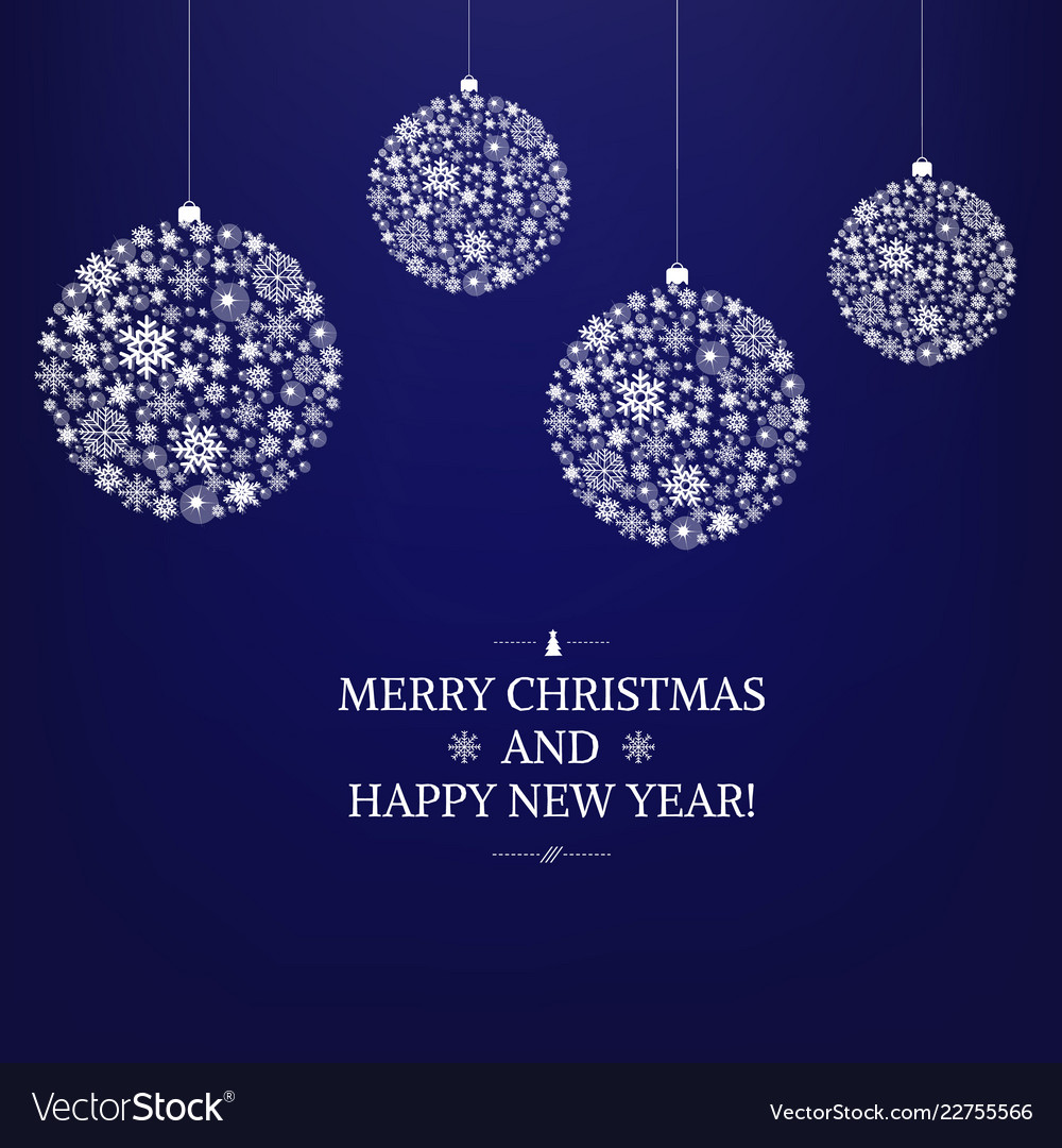 Blue xmas card with christmas balls and star Vector Image