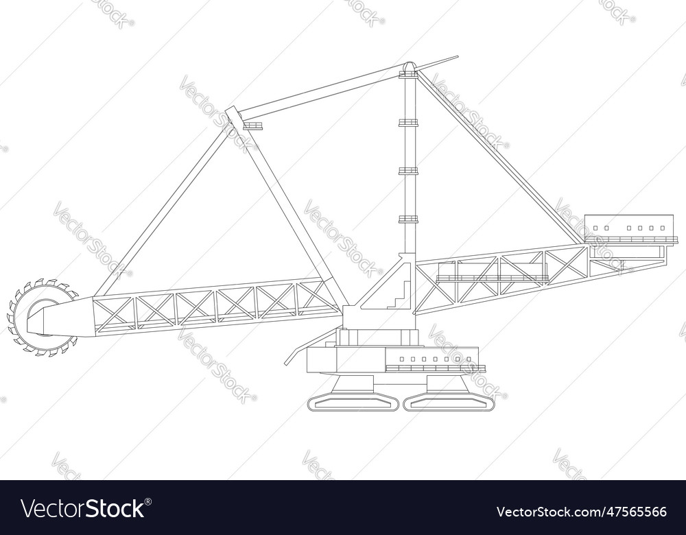 Bucket wheel excavator dragline excavator Vector Image